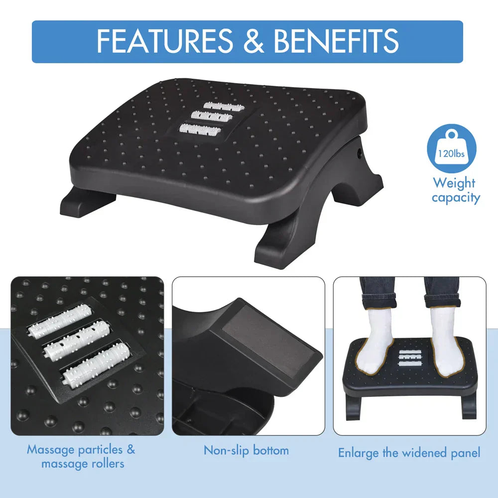 Ergonomic Under Desk Footrest with Massage Rollers-4