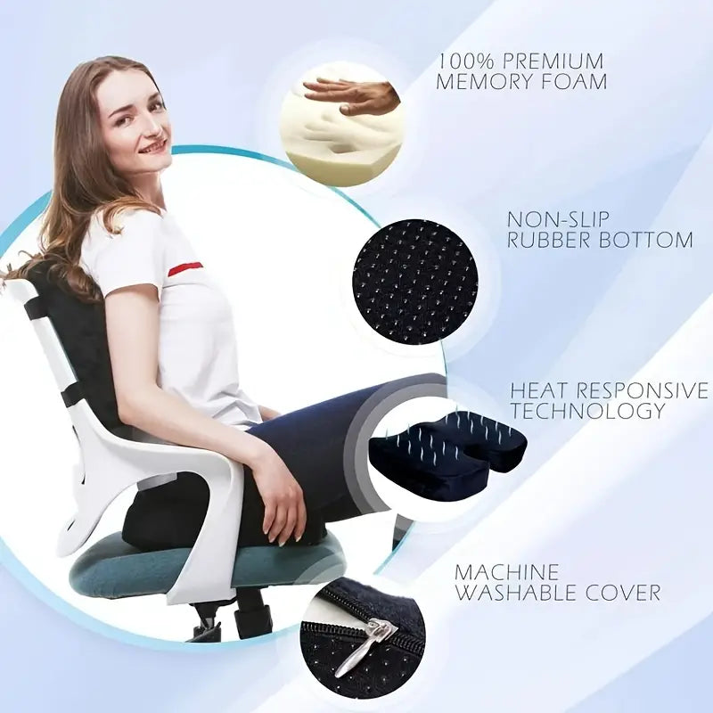 Orthopedic Memory Foam Seat Cushion and Lumbar Support Pillow Set-2
