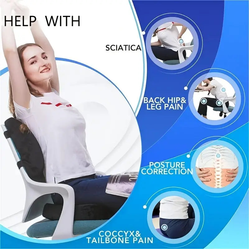 Orthopedic Memory Foam Seat Cushion and Lumbar Support Pillow Set-1